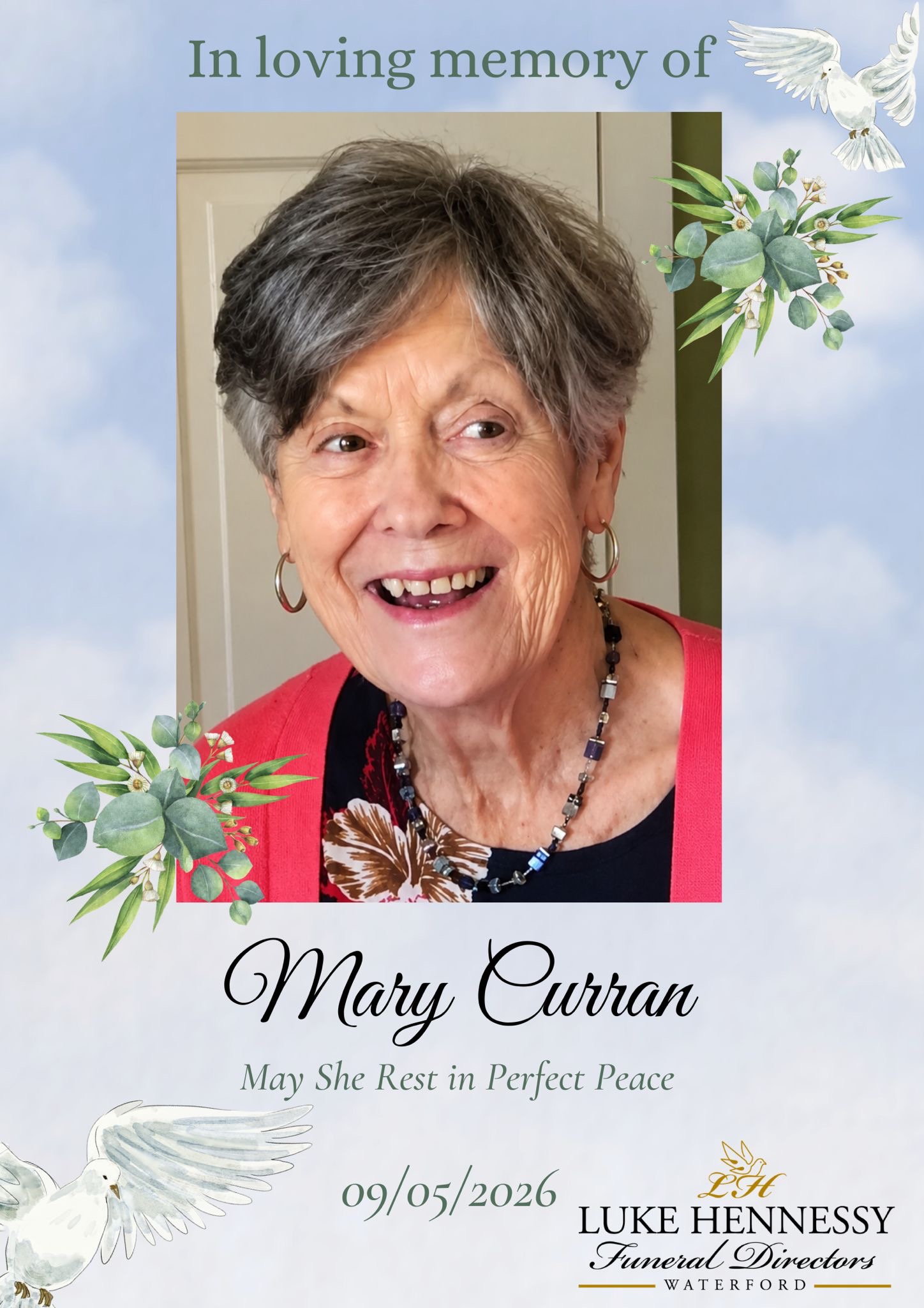 Death Notice of Mary CURRAN (née O` Sullivan) (Tramore, Waterford) | rip.ie