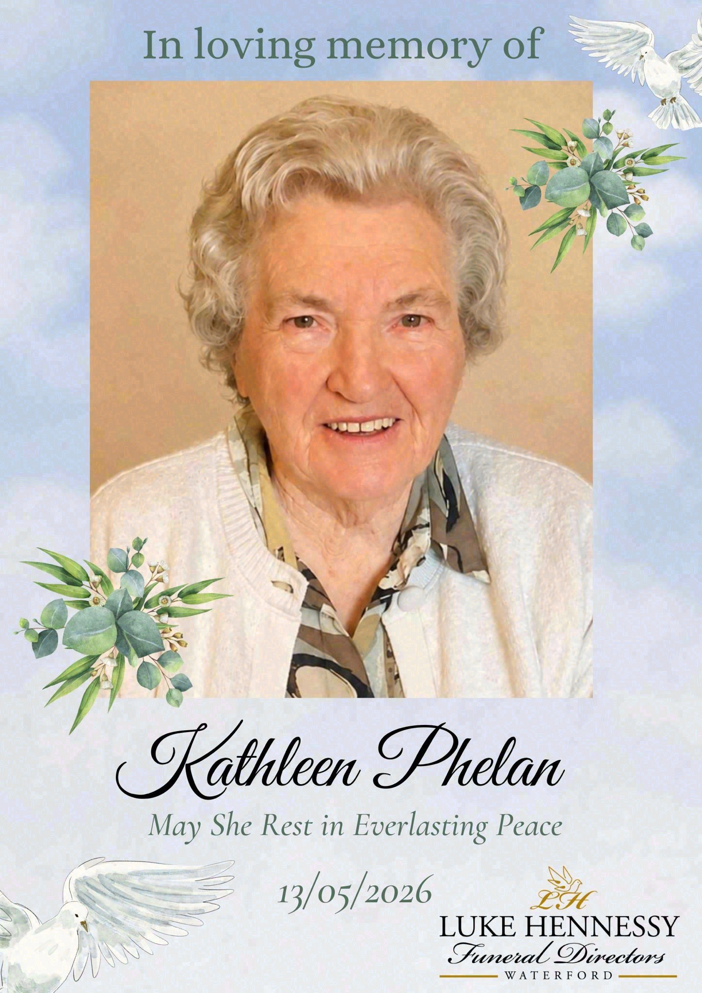 Death Notice of Kathleen PHELAN (née Deegan) (Waterford City, Waterford ...